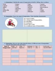 English worksheet: Means of transportation (Practice)
