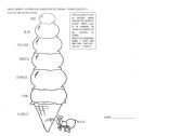 English Worksheet: COLOR THE ICE-CREAM