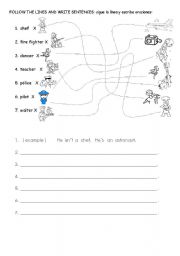English Worksheet: PROFESSIONS: is - isnt