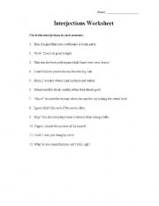 English Worksheet: Identifying Interjections