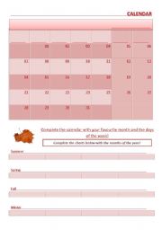 English worksheet: Calendar