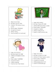 English Worksheet: flashcards for asking and giving personal information