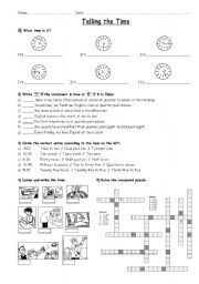 English Worksheet: telling the time