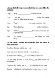 English worksheet: spelling rules - doubling consonants