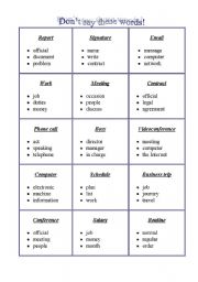 English Worksheet: Dont say these words (Work)