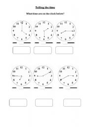 English Worksheet: Telling the time