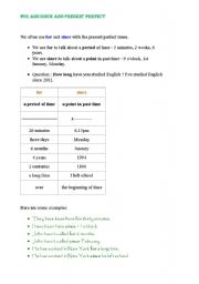 English Worksheet: For and since