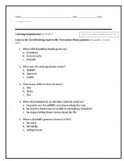 English worksheet: listening