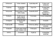 English Worksheet: Phrasal verbs cards and explanations