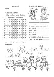 English Worksheet: family members