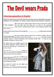 English Worksheet: The Devil wears Prada - expressing opposition in English