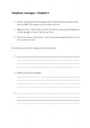 English Worksheet: Leaving messages and taking messages