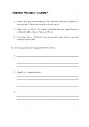 English worksheet: Leaving messages and taking messages