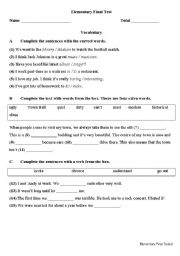 English worksheet: Elementary test