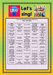 English Worksheet: > Glee Series: Season 2! > SONGS FOR CLASS! S02E09 *.* THREE SONGS *.* FULLY EDITABLE WITH KEY! *.* PART 1/2