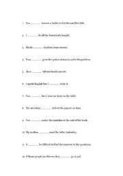 English Worksheet: Modal Verbs