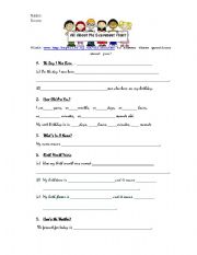 English Worksheet: All About Me Scavenger Hunt