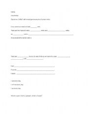 English Worksheet: Verb Guided Notes