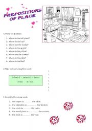 English Worksheet: prepositions of place