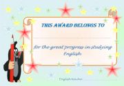 English Worksheet: Progress award