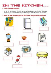 English Worksheet: IN THE KITCHEN