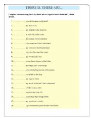 English Worksheet: There is, there are....