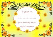 English Worksheet: Best Reader Award