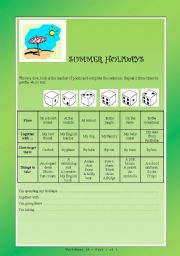 English Worksheet: Summer holidays - board game