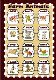 English Worksheet: farm animals pictionary