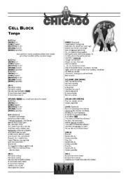 English worksheet: Cell Block Tango from the movie Chicago