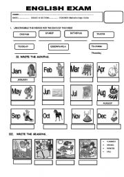 English Worksheet: the days of the week, the months of the year and the seanson of the year