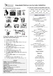 English Worksheet: need you worksheet