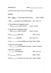 English worksheet: Present simple tense - gap-fill