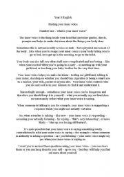 English Worksheet: Finding Your Inner Voice