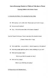 English worksheet: How to Encourage Students to Think and Talk about a Picture