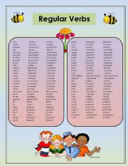 English Worksheet: Regular and Irregular Verbs Lists