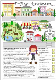 English Worksheet: My town