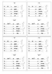 English Worksheet: is and isnt