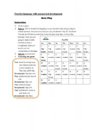 English Worksheet: Role play-- Practice langaueg with unexpected development
