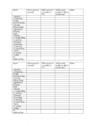 English worksheet: Sport