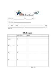 English worksheet: My Trip Abroad 