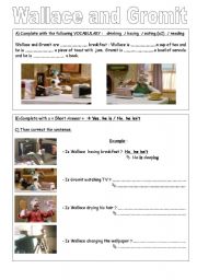 English Worksheet: WALLACE and GROMIT BE+ ING Worksheet N1