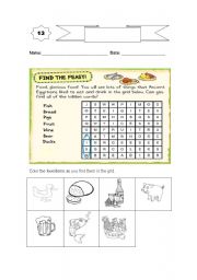 English Worksheet: find the feast