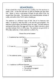 Seahorses Multiple Choice