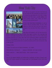 English Worksheet: City 1 ( New York City)