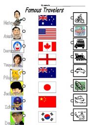 English Worksheet: Famous Travelers (Where are you from?)