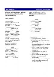 English Worksheet: Song, complete with the verb in the past