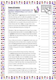 Tenses (35 marks) Classroom punishment adopted by teachers/ importance of handwriting to ones success 