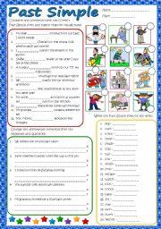 English Worksheet: Past Simple - regulsr verbs exam (B&W + KEY included)