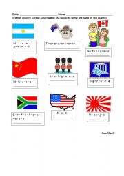 English worksheet: Countries